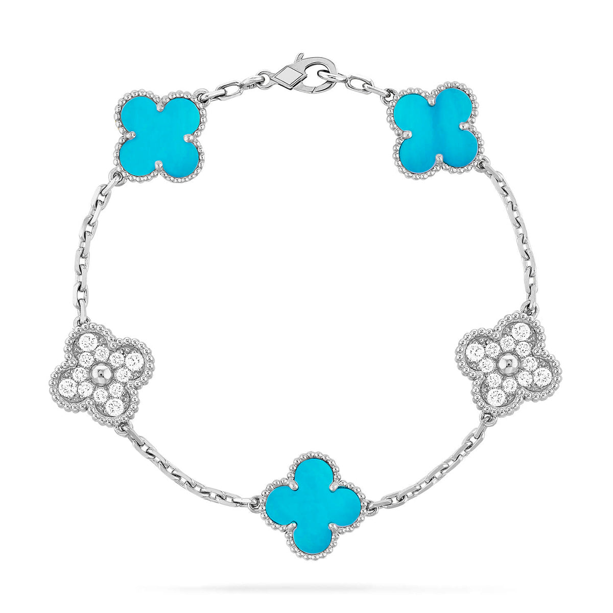 [Royal&Vicky]LUCKY CLOVER 5-MOTIF BRACELET - TURQUOISE COLLECTION