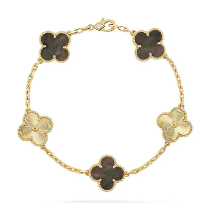 [Royal&Vicky]LUCKY CLOVER 5-MOTIF BRACELET - GREY MOTHER-OF-PEARL COLLECTION