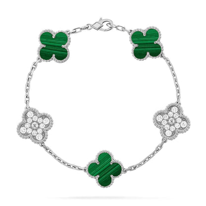 [Royal&Vicky]LUCKY CLOVER 5-MOTIF BRACELET - MALACHITE COLLECTION