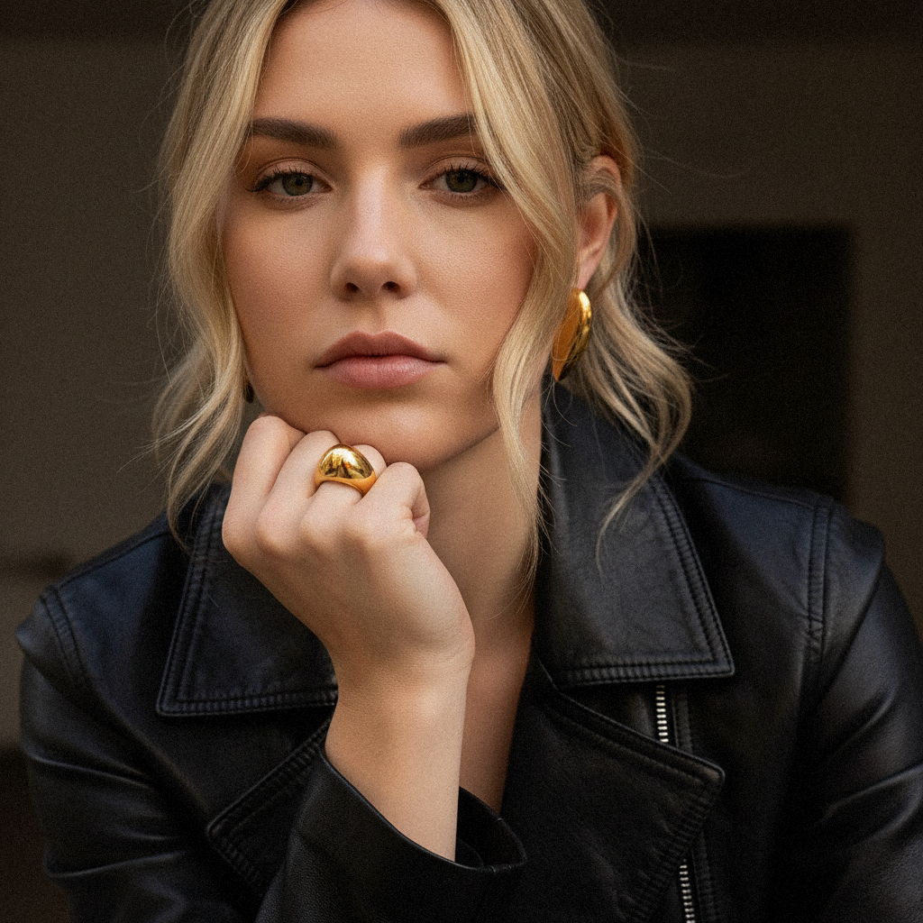[Royal&Vicky] Aimee klobige Herzohrringe Gold