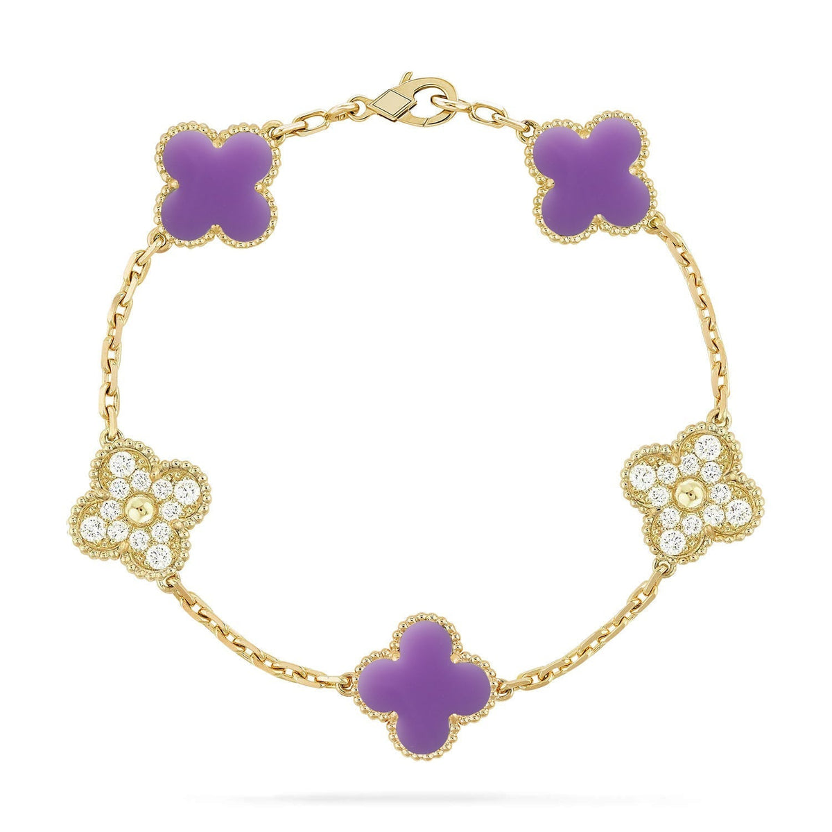 [Royal&Vicky]LUCKY CLOVER 5-MOTIF BRACELET - LAVENDER COLLECTION