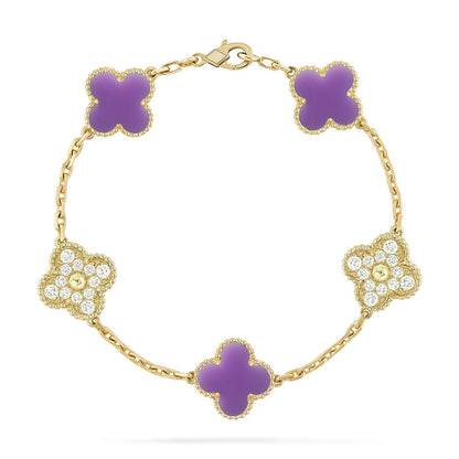 [Royal&Vicky]LUCKY CLOVER 5-MOTIF BRACELET - LAVENDER COLLECTION