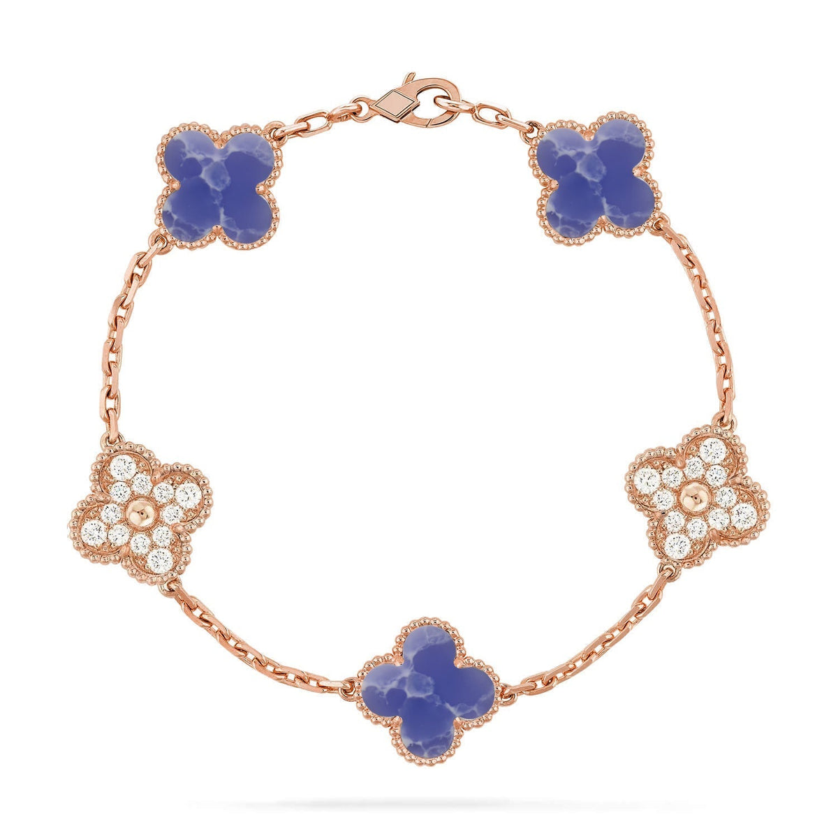 [Royal&Vicky]LUCKY CLOVER 5-MOTIF BRACELET - BLUE LARIMAR COLLECTION