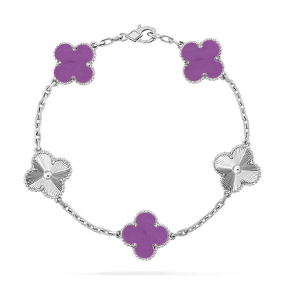 [Royal&Vicky]LUCKY CLOVER 5-MOTIF BRACELET - VIOLET COLLECTION