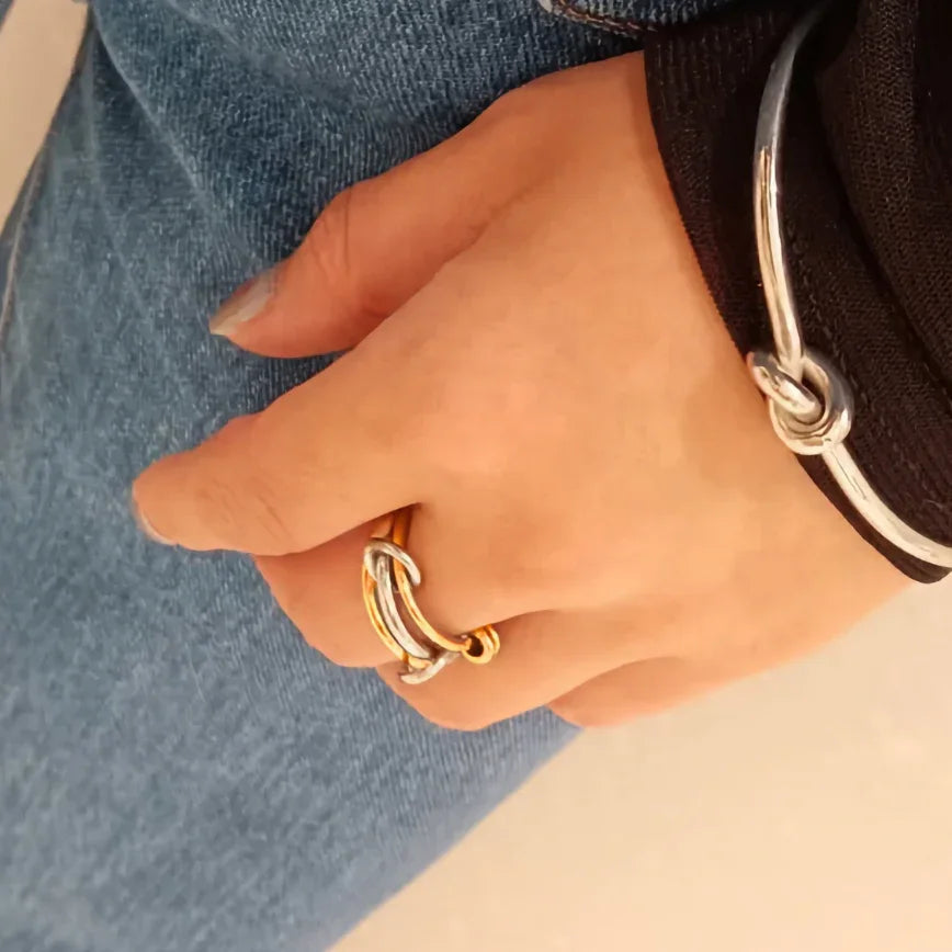 [Royal&Vicky]Jessica Two-Tone Ring Stack