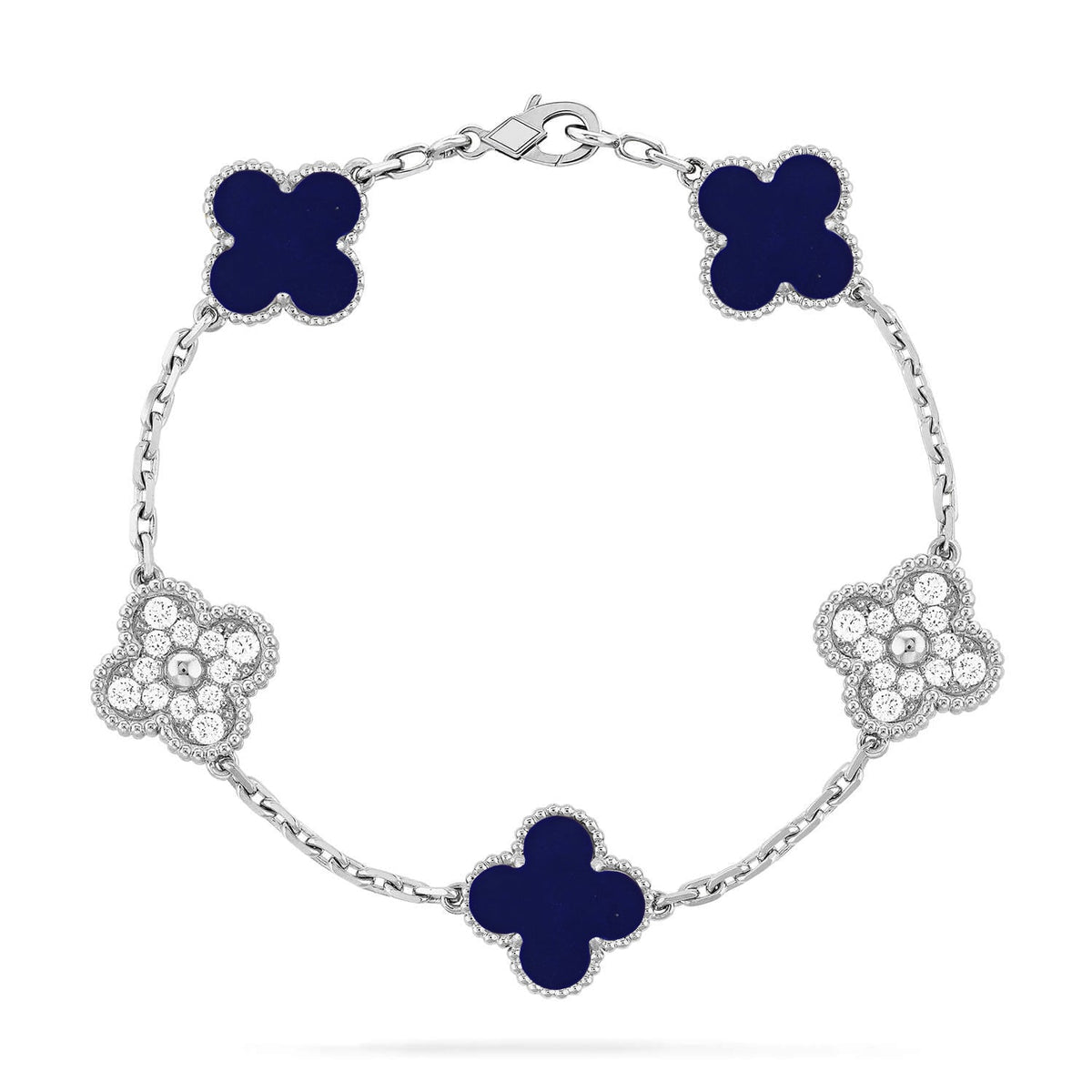 [Royal&Vicky]LUCKY CLOVER 5-MOTIF BRACELET - LAPIS LAZULI COLLECTION