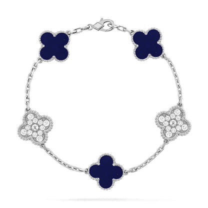 [Royal&Vicky]LUCKY CLOVER 5-MOTIF BRACELET - LAPIS LAZULI COLLECTION