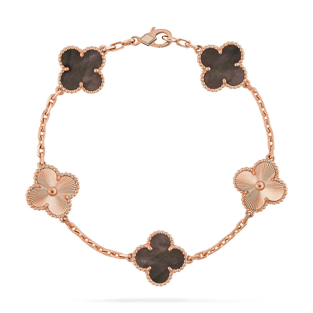 [Royal&Vicky]LUCKY CLOVER 5-MOTIF BRACELET - GREY MOTHER-OF-PEARL COLLECTION
