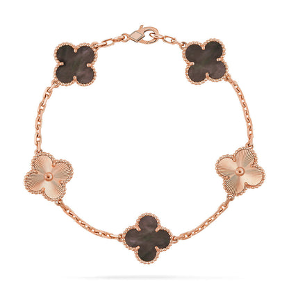 [Royal&Vicky]LUCKY CLOVER 5-MOTIF BRACELET - GREY MOTHER-OF-PEARL COLLECTION