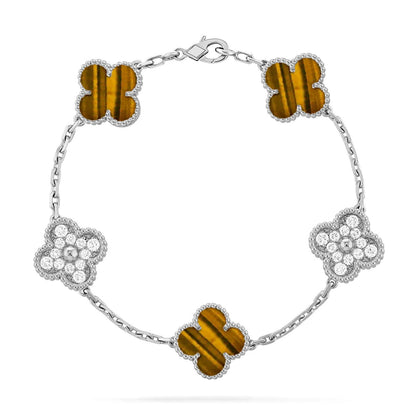 [Royal&Vicky]LUCKY CLOVER 5-MOTIF BRACELET -  TIGER’S EYE COLLECTION
