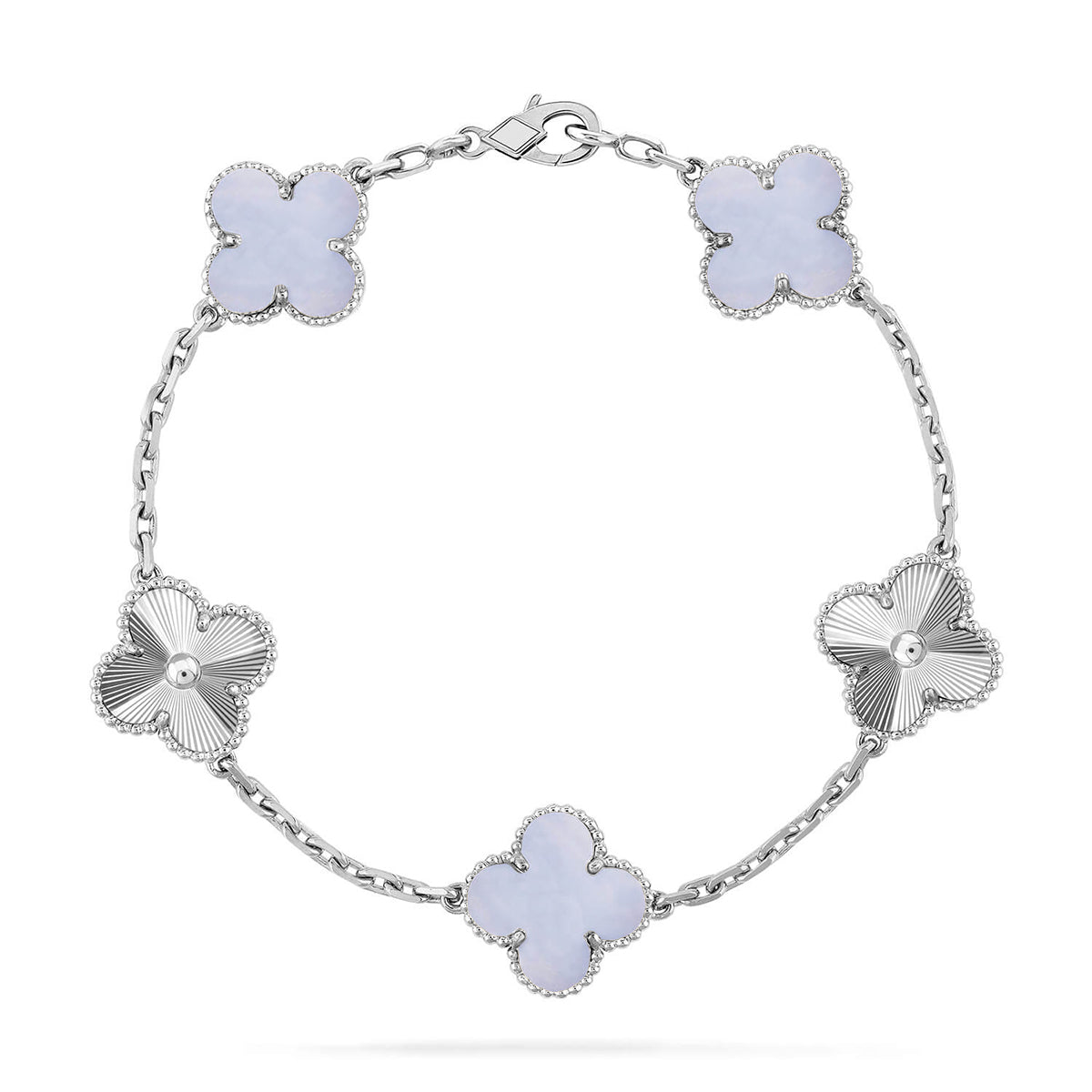 [Royal&Vicky]LUCKY CLOVER 5-MOTIF BRACELET - PURPLE CHALCEDONY COLLECTION