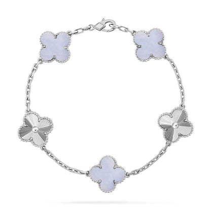 [Royal&Vicky]LUCKY CLOVER 5-MOTIF BRACELET - PURPLE CHALCEDONY COLLECTION