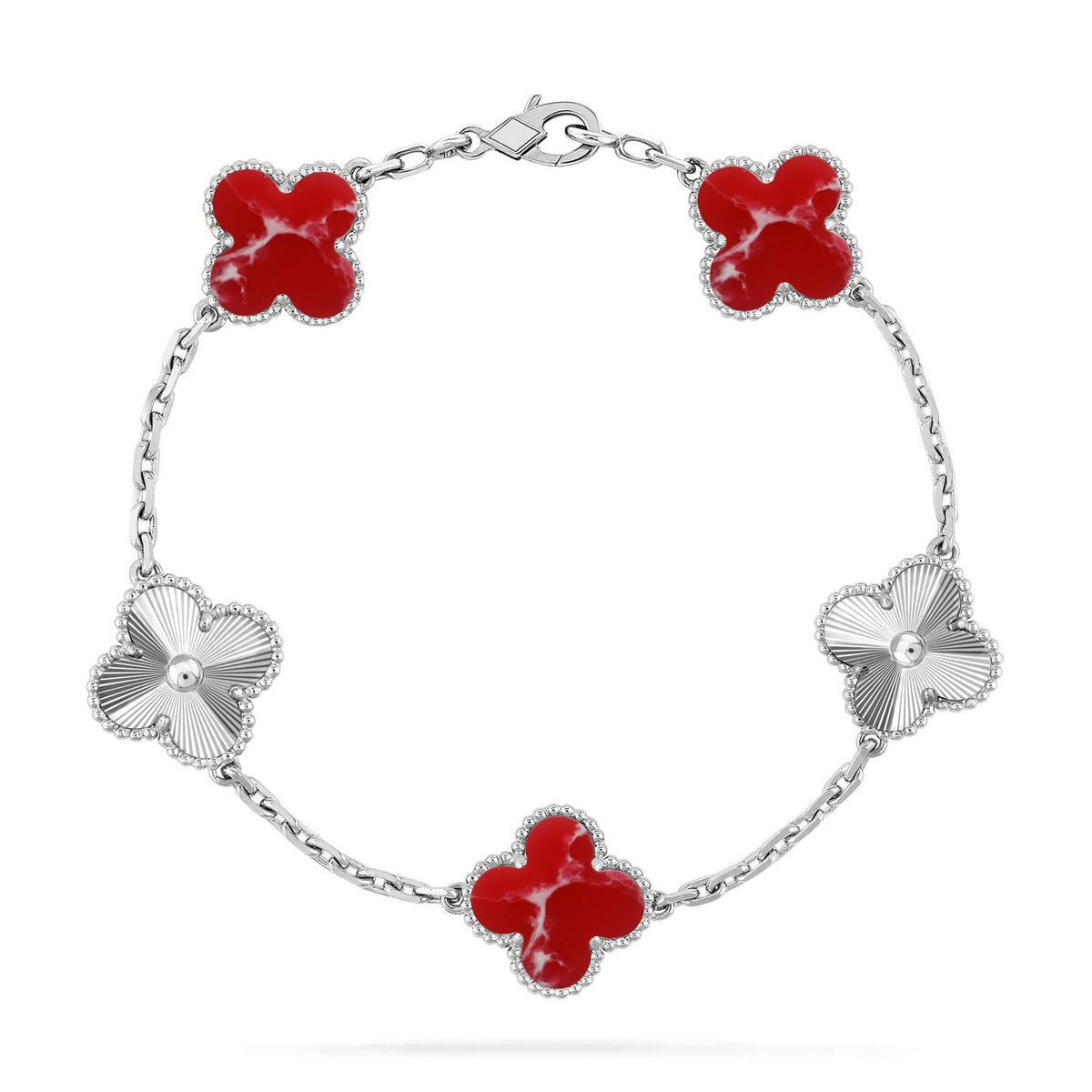 [Royal&Vicky]LUCKY CLOVER 5-MOTIF BRACELET - RED LARIMAR COLLECTION
