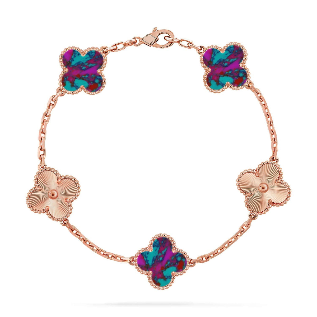[Royal&Vicky]LUCKY CLOVER 5-MOTIF BRACELET - MULTI-GEM COLLECTION
