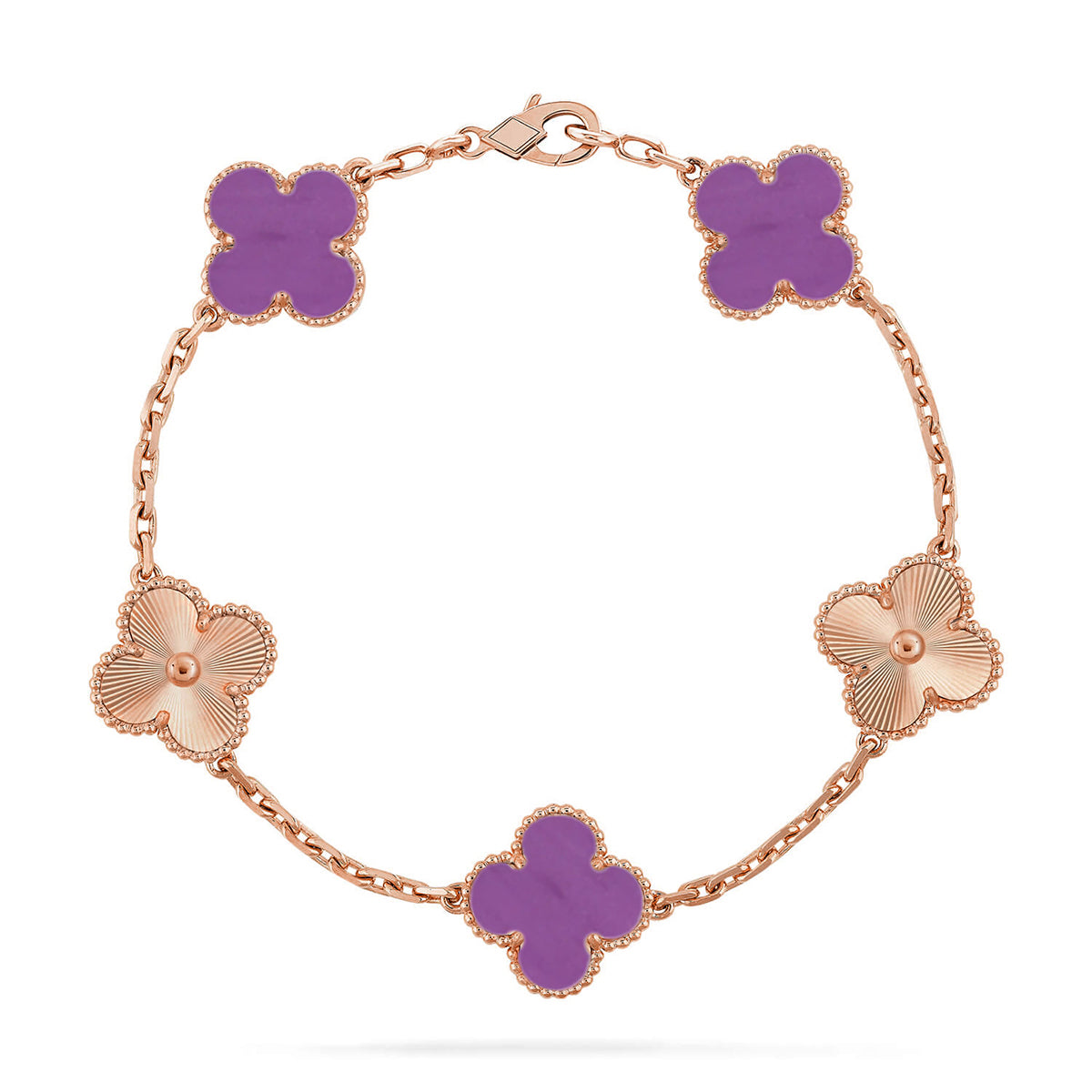 [Royal&Vicky]LUCKY CLOVER 5-MOTIF BRACELET - VIOLET COLLECTION