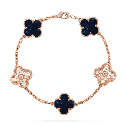 [Royal&Vicky]LUCKY CLOVER 5-MOTIF BRACELET - PIETERSITE COLLECTION