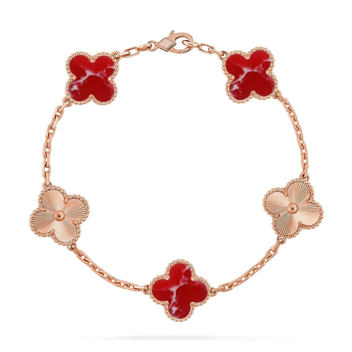 [Royal&Vicky]LUCKY CLOVER 5-MOTIF BRACELET - RED LARIMAR COLLECTION