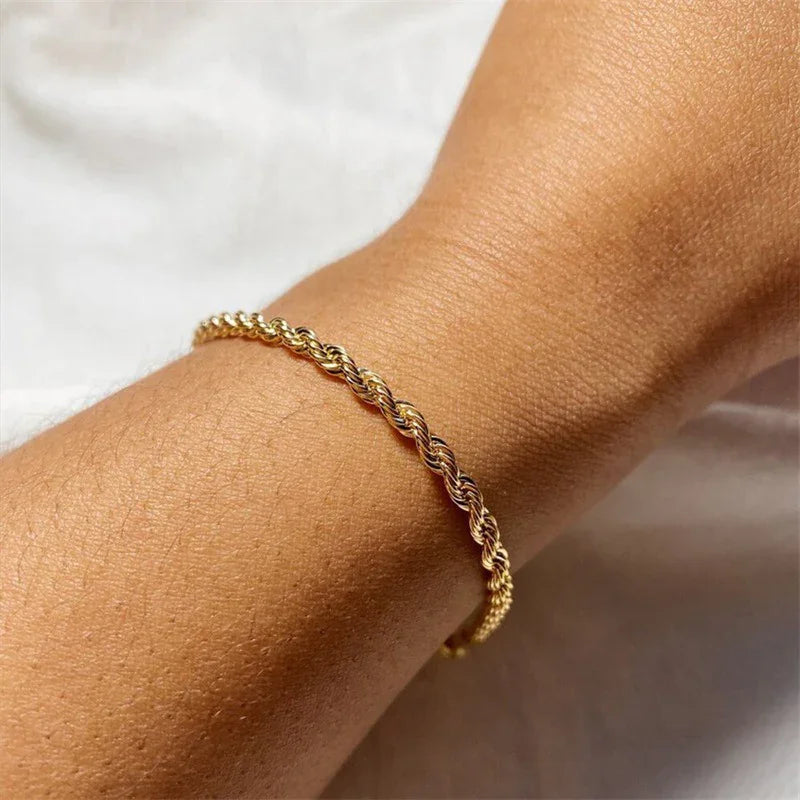 [Royal&Vicky]Gigi Rope Chain Gold Bracelet