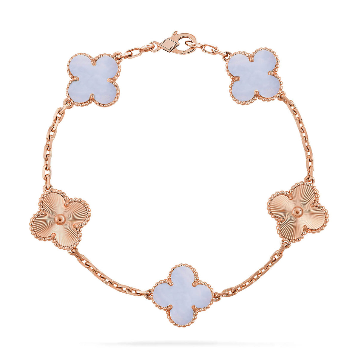 [Royal&Vicky]LUCKY CLOVER 5-MOTIF BRACELET - PURPLE CHALCEDONY COLLECTION