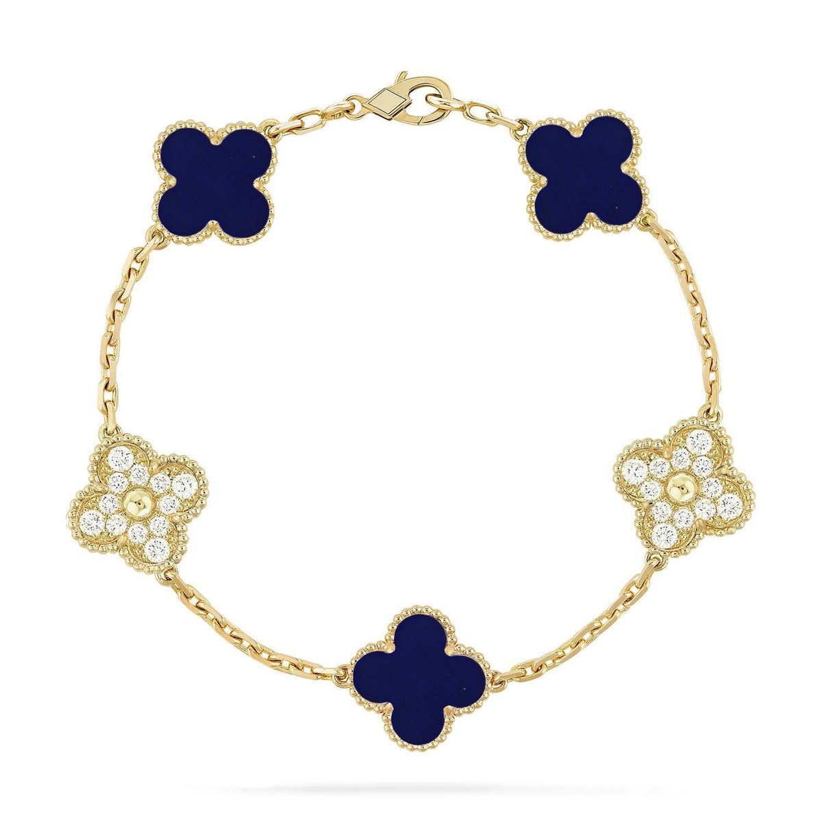 [Royal&Vicky]LUCKY CLOVER 5-MOTIF BRACELET - LAPIS LAZULI COLLECTION