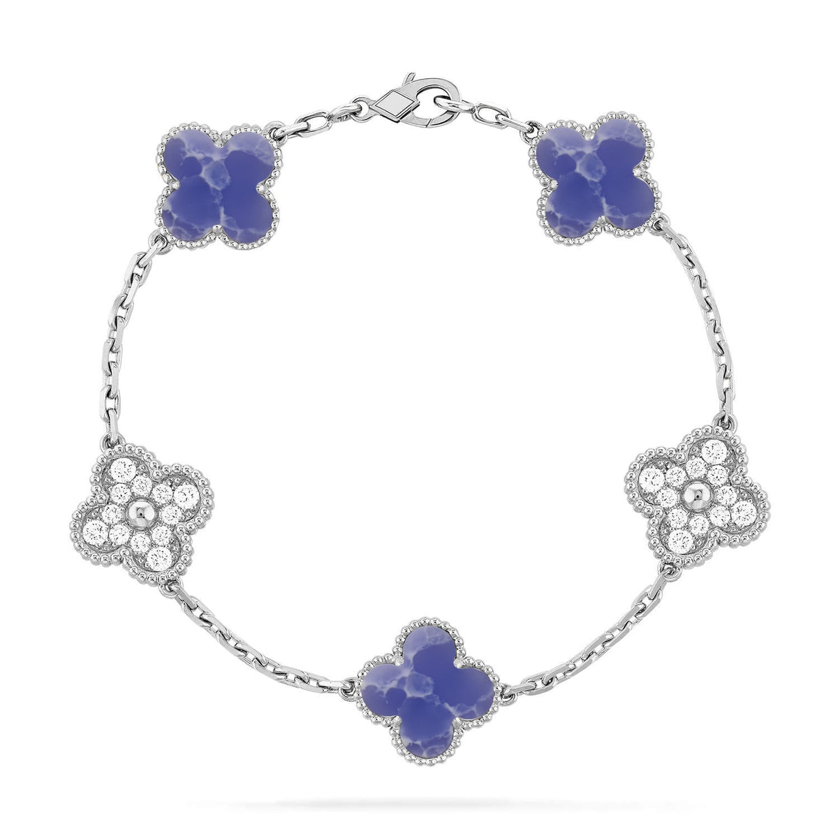 [Royal&Vicky]LUCKY CLOVER 5-MOTIF BRACELET - BLUE LARIMAR COLLECTION