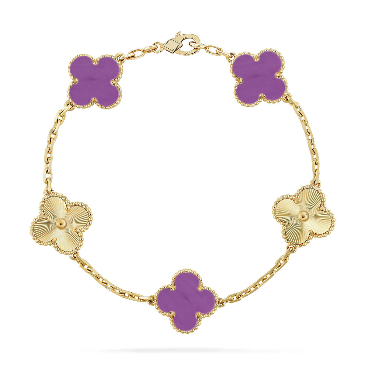[Royal&Vicky]LUCKY CLOVER 5-MOTIF BRACELET - VIOLET COLLECTION
