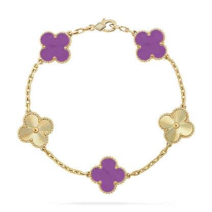 [Royal&Vicky]LUCKY CLOVER 5-MOTIF BRACELET - VIOLET COLLECTION