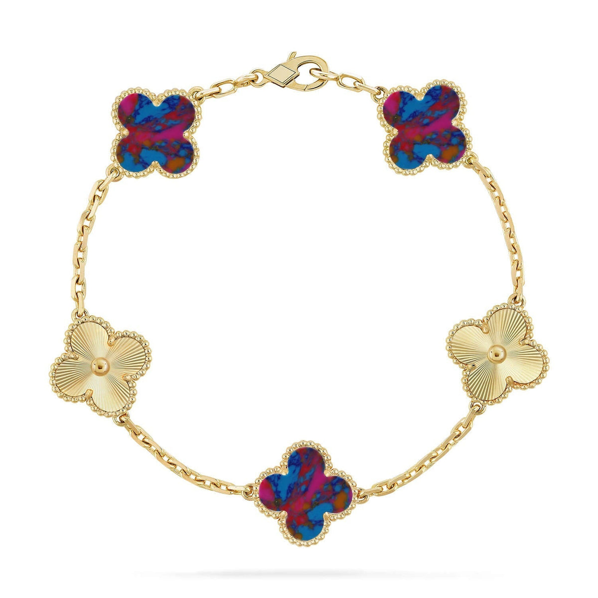 [Royal&Vicky]LUCKY CLOVER 5-MOTIF BRACELET - MULTI-GEM COLLECTION