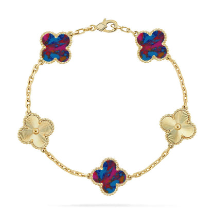 [Royal&Vicky]LUCKY CLOVER 5-MOTIF BRACELET - MULTI-GEM COLLECTION