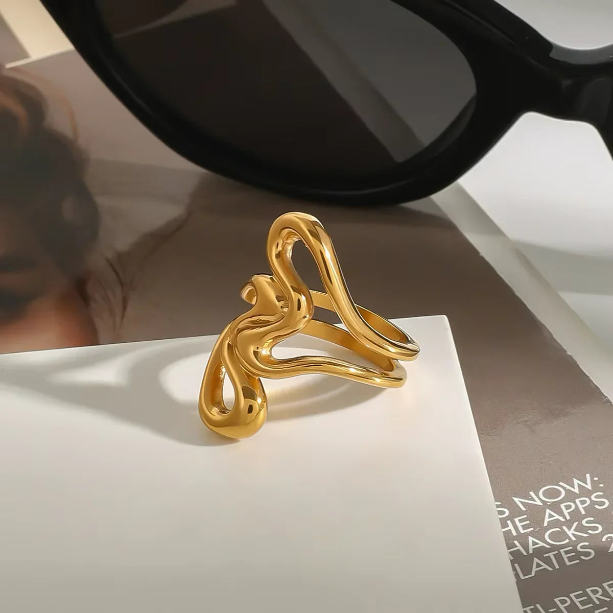 [Royal&Vicky]Corina Abstract Gold Ring