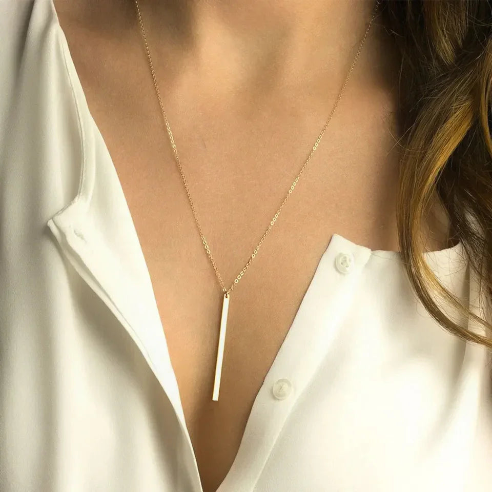 [Royal&Vicky]Allison Gold Bar Necklace