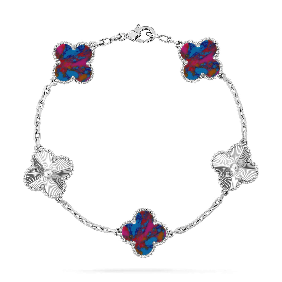 [Royal&Vicky]LUCKY CLOVER 5-MOTIF BRACELET - MULTI-GEM COLLECTION