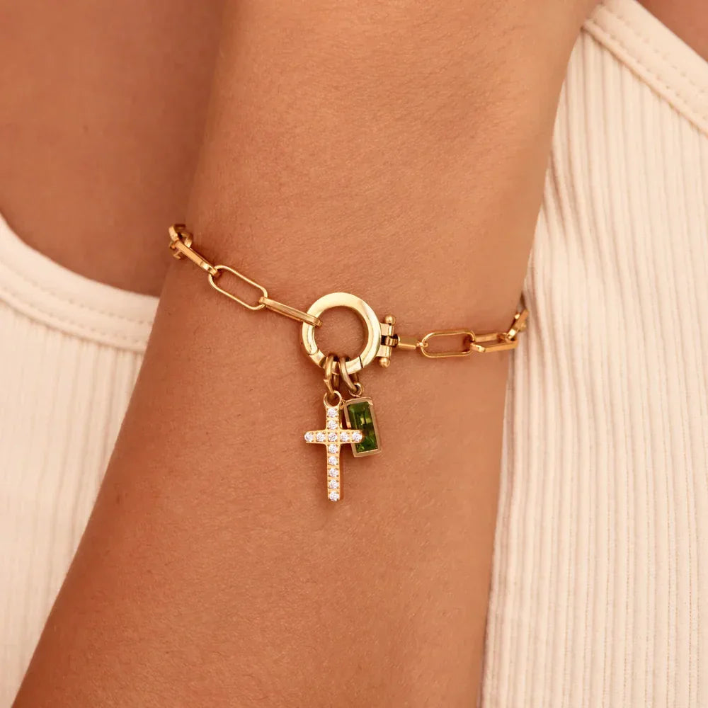 [Royal&Vicky]Annabella Birthstone Cross Bracelet