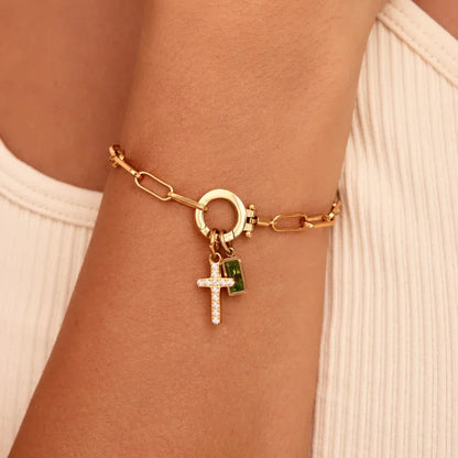 [Royal&Vicky]Annabella Birthstone Cross Bracelet