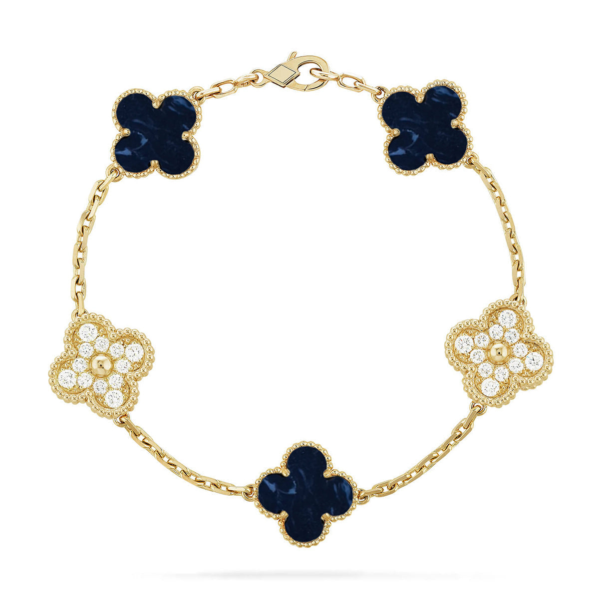 [Royal&Vicky]LUCKY CLOVER 5-MOTIF BRACELET - PIETERSITE COLLECTION