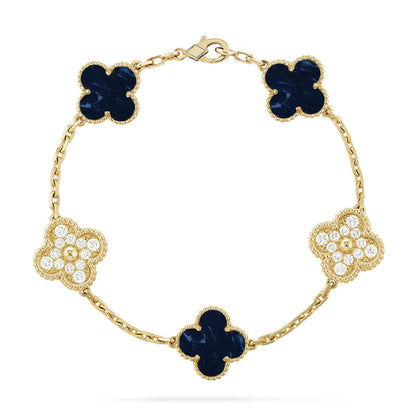 [Royal&Vicky]LUCKY CLOVER 5-MOTIF BRACELET - PIETERSITE COLLECTION