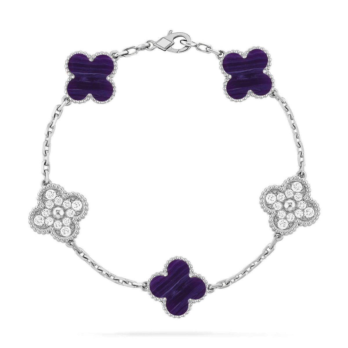 [Royal&Vicky]LUCKY CLOVER 5-MOTIF BRACELET - CHAROITE COLLECTION