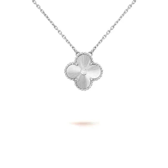 [Royal&Vicky]CLOVER  15MM DIAMOND LASER NECKLACE SILVER