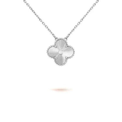 [Royal&Vicky]CLOVER  15MM DIAMOND LASER NECKLACE SILVER