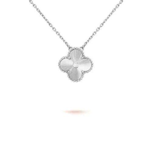 [Royal&Vicky]CLOVER  15MM DIAMOND LASER NECKLACE SILVER