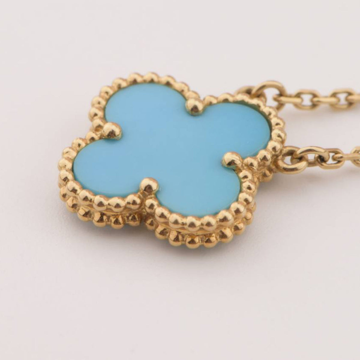 [Royal&Vicky]CLOVER 15MM VINTAGE TURQUOISE NECKLACE