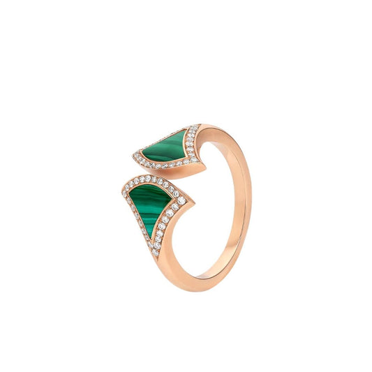 [Super]DREAM MALACHITE DIAMOND OPEN RING