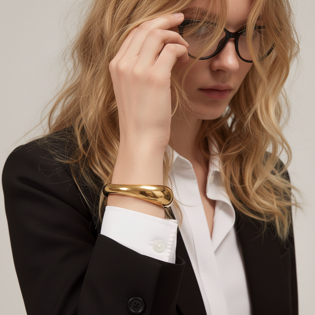 [Royal&Vicky]Jessa Sculpted Gold Bangle