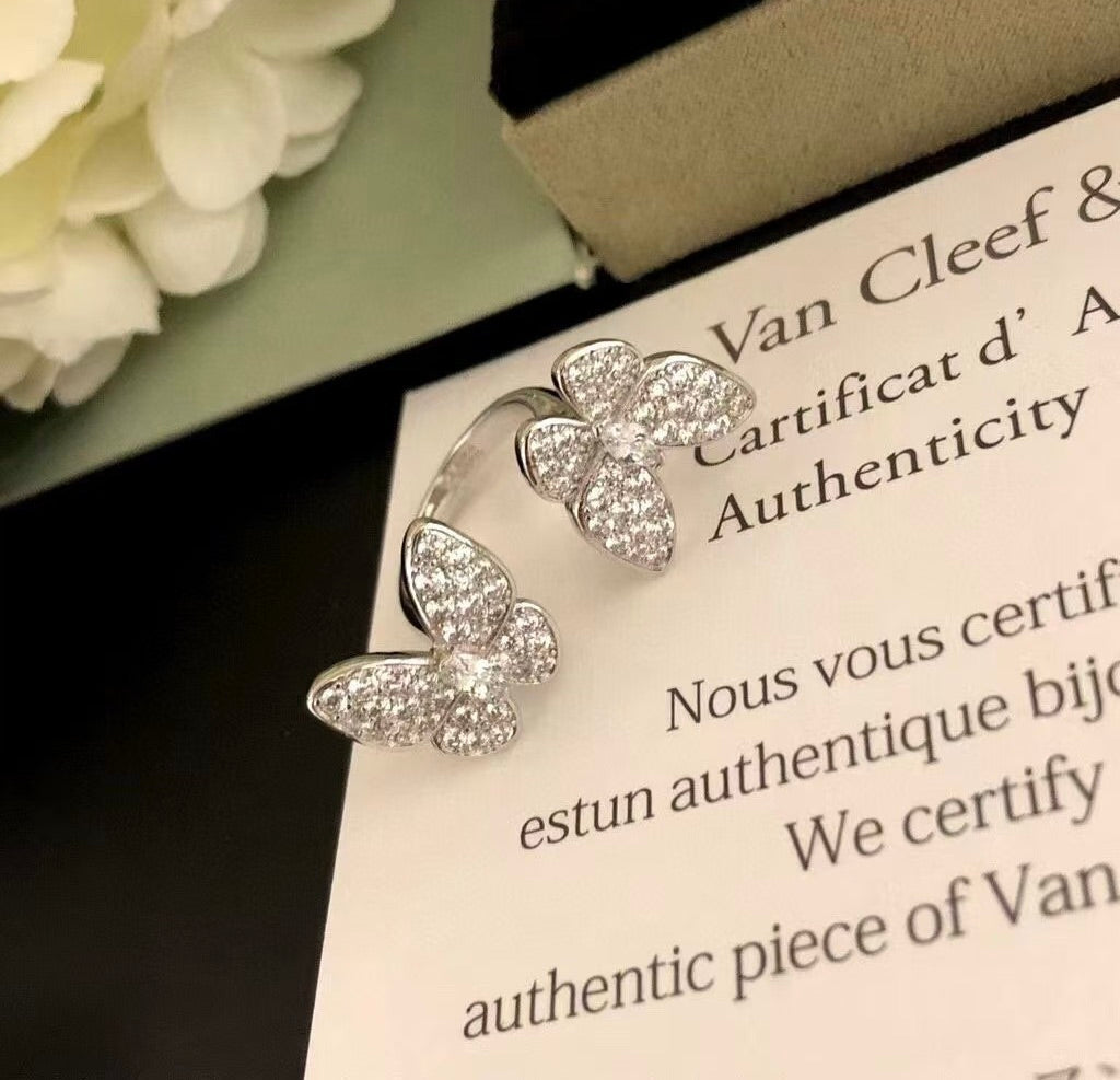 [Royal&Vicky]TWIN SILVER BUTTERFLY DIAMOND RING