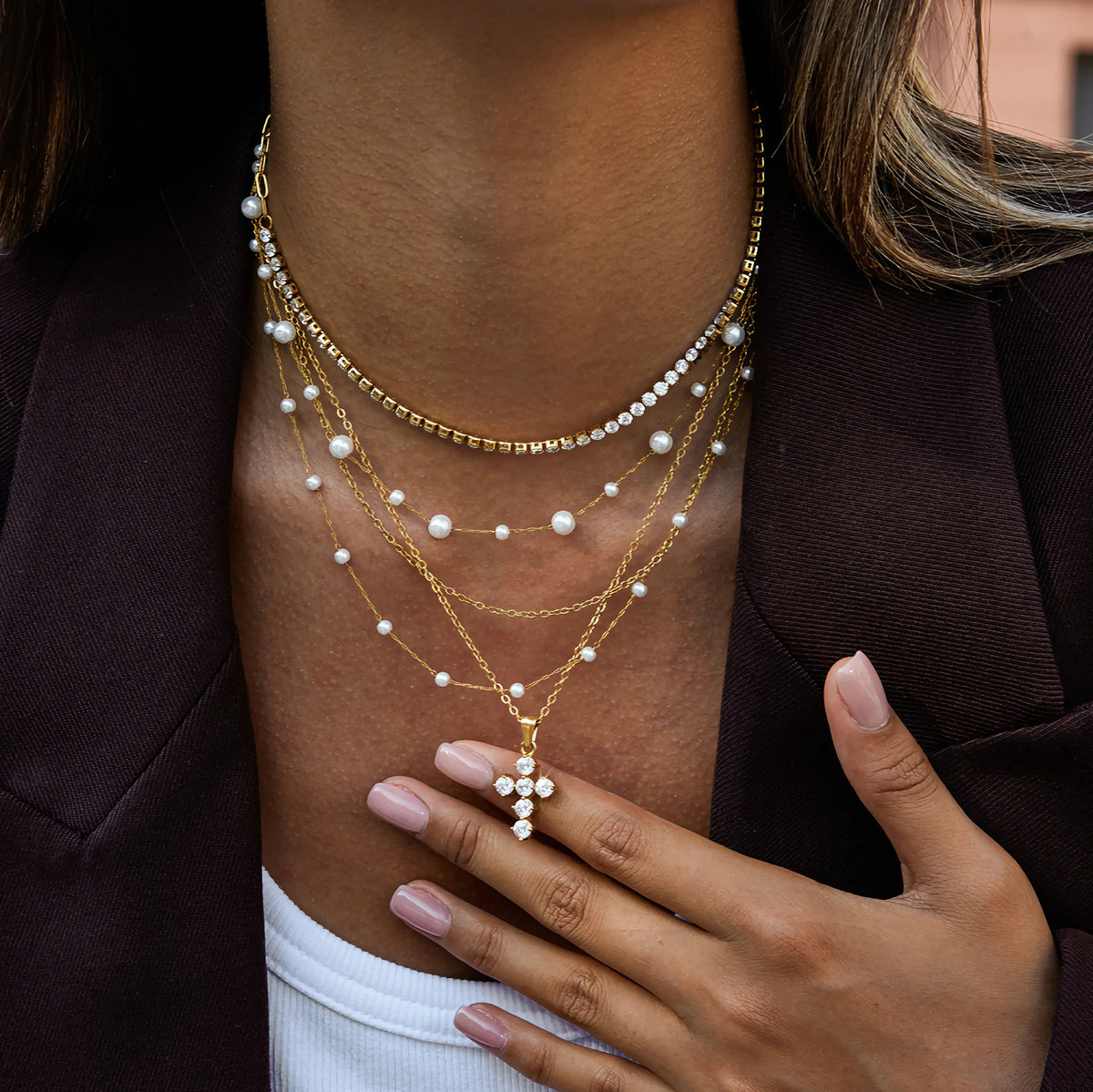 [Royal&Vicky]Wynter Diamond Cross Necklace