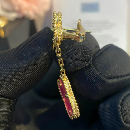 [Royal&Vicky]NEW CLOVER 2 MOTIF PINK ENAMEL EARRINGS