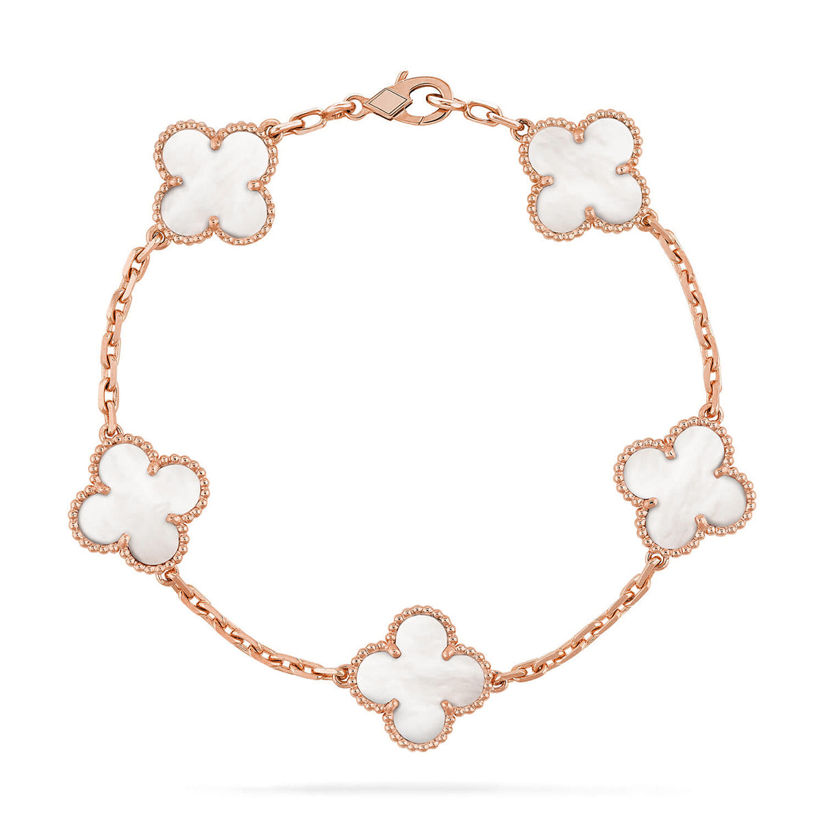 [Royal&Vicky]LUCKY CLOVER 5-MOTIF BRACELET - WHITE MOTHER-OF-PEARL COLLECTION