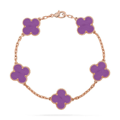 [Royal&Vicky]LUCKY CLOVER 5-MOTIF BRACELET - VIOLET COLLECTION