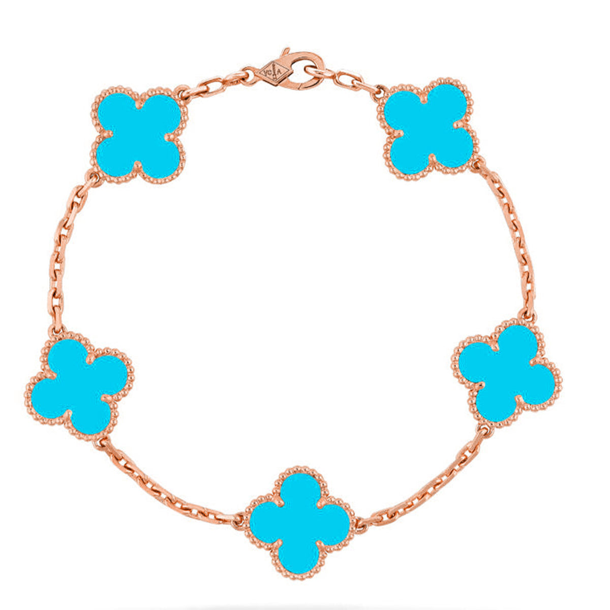 [Royal&Vicky]LUCKY CLOVER 5-MOTIF BRACELET - TURQUOISE COLLECTION