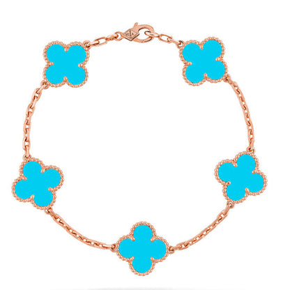 [Royal&Vicky]LUCKY CLOVER 5-MOTIF BRACELET - TURQUOISE COLLECTION